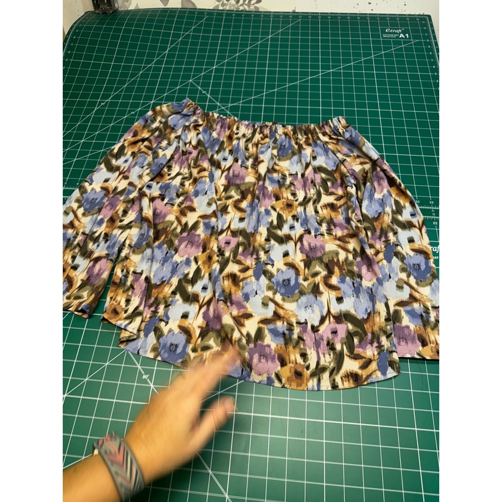 Jess Lea Women Floral Off The Shoulder Blouse Purple Blue Tan ST11809 Small